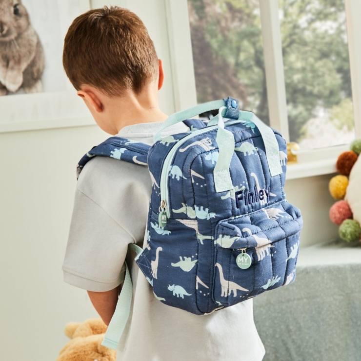Personalized Quilted Dino All-Over Print Mini Backpack