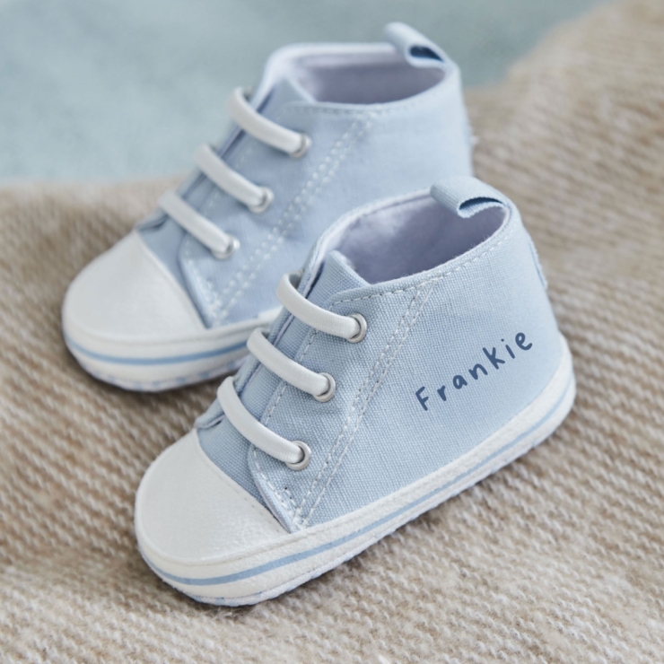 Personalised Baby Blue High Top Trainers 