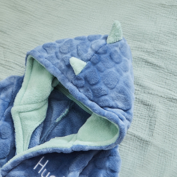 Personalised Blue Stegosaurus Dinosaur Fleece Dressing Gown