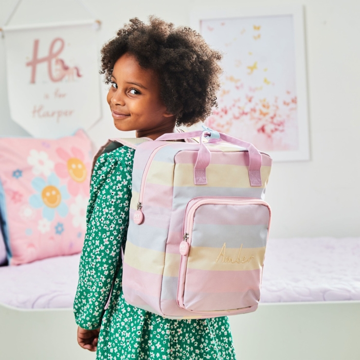 Personalized Rainbow Stripe Medium Backpack