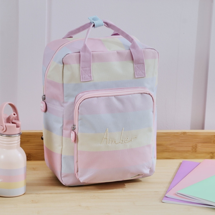 Personalized Rainbow Stripe Medium Backpack