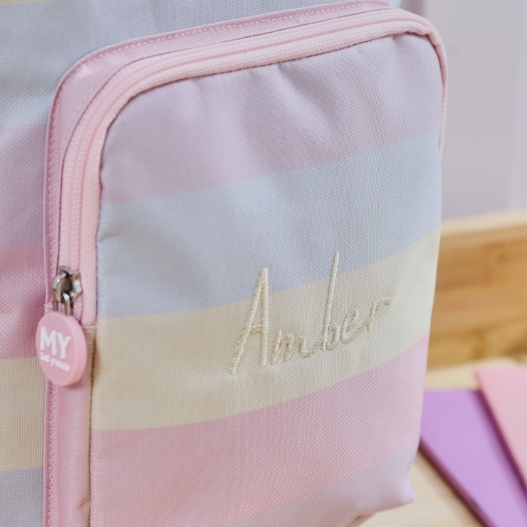 Personalized Rainbow Stripe Medium Backpack