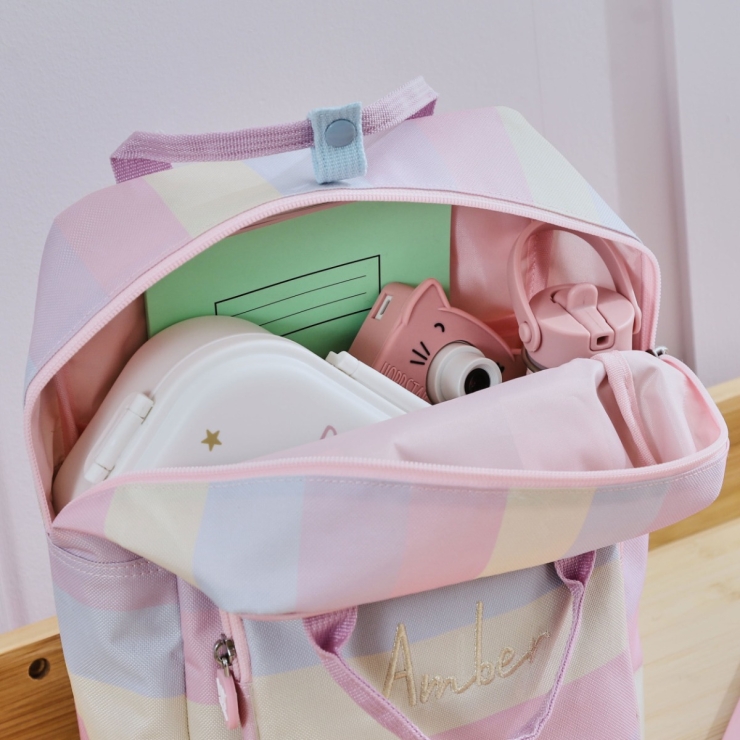 Personalized Rainbow Stripe Medium Backpack