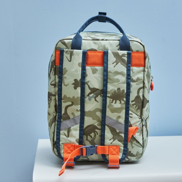 Personalised Dino Camo All-Over Print Glow In The Dark Medium Backpack