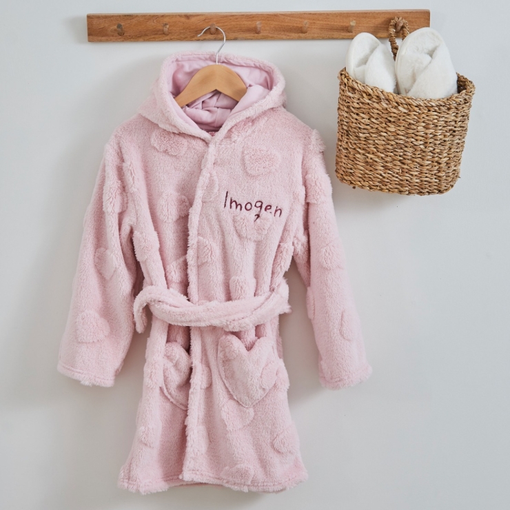My Kids Personalised Heart Deboss Fleece Robe