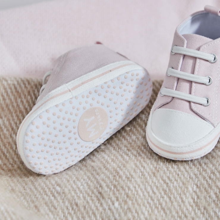 Personalised Star Pink Glitter Baby High Top Trainers 