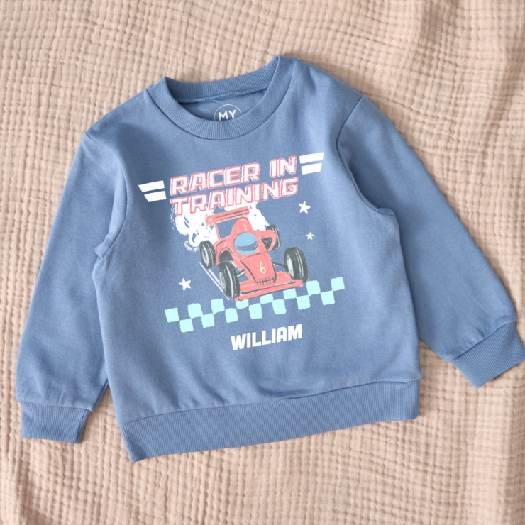 Personalised Race Car Blue Sweater