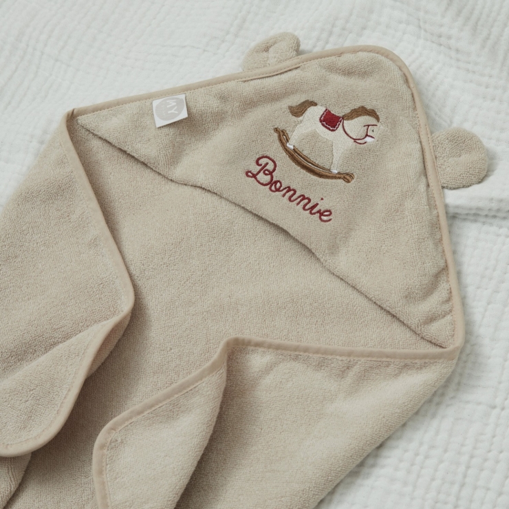 Personalised Heritage Horse Oatmeal Hooded Towel