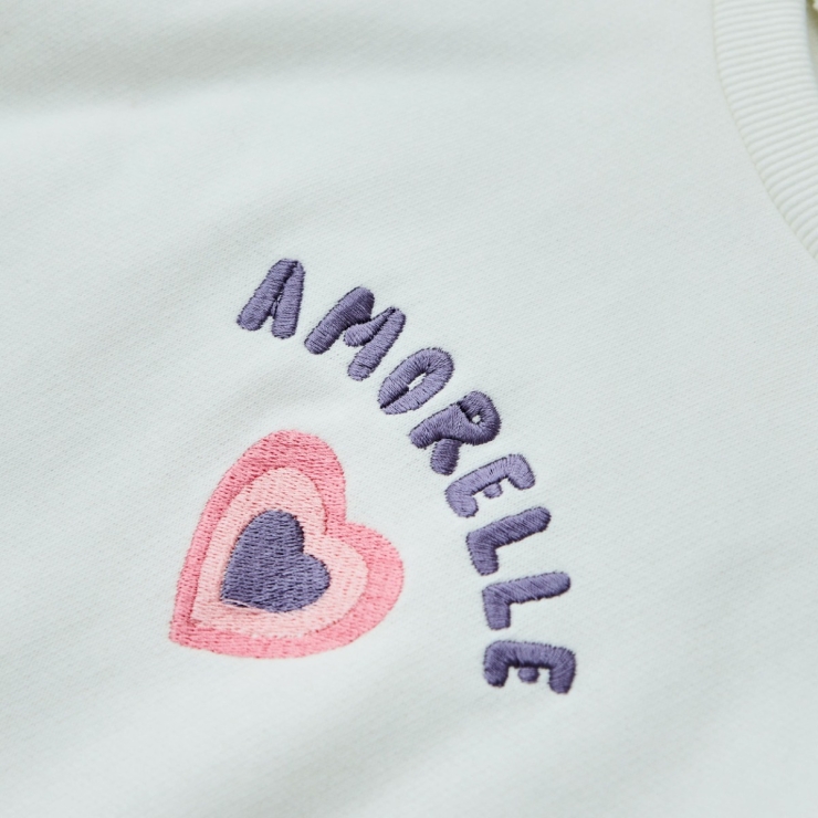 My Kids Personalized Pink Heart Ecru Sweatshirt 