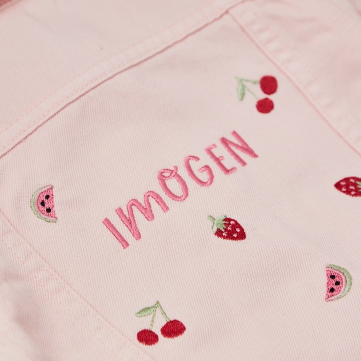 Personalized Red Berry Fruit Pink Denim Jacket