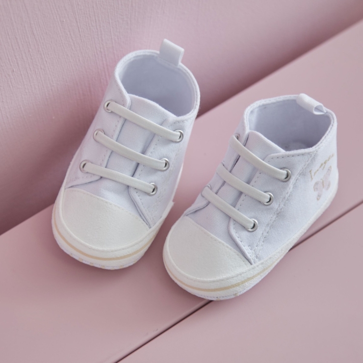 Personalised Pink Butterfly White Baby High Tops