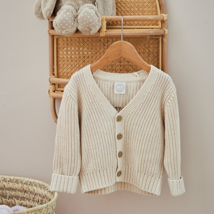 Personalized Born In 2026 Oatmeal Knitted Cardigan