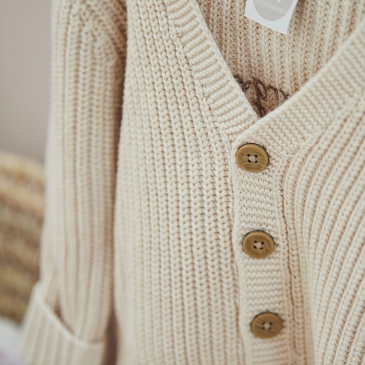 Personalized Born In 2026 Oatmeal Knitted Cardigan
