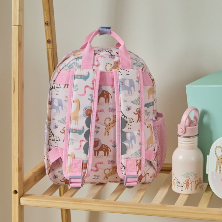 Personalised Pink Floral Safari Medium Backpack
