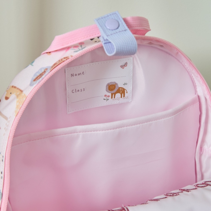 Personalised Pink Floral Safari Medium Backpack