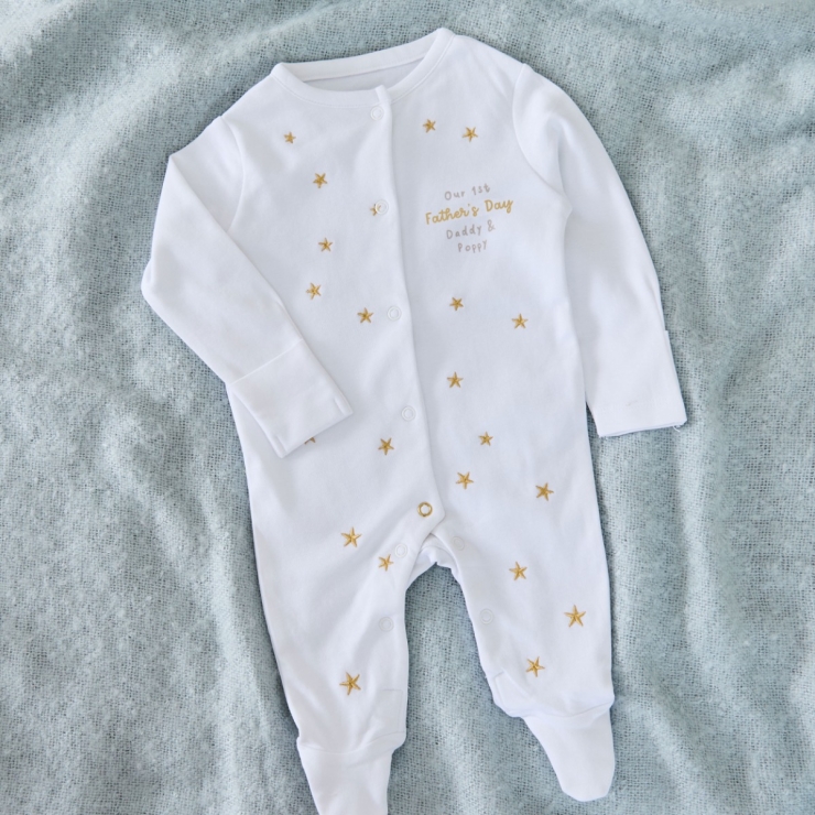 Personalised Our 1st Father’s Day Gold Star Sleepsuit