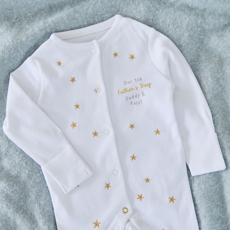 Personalised Our 1st Father’s Day Gold Star Sleepsuit