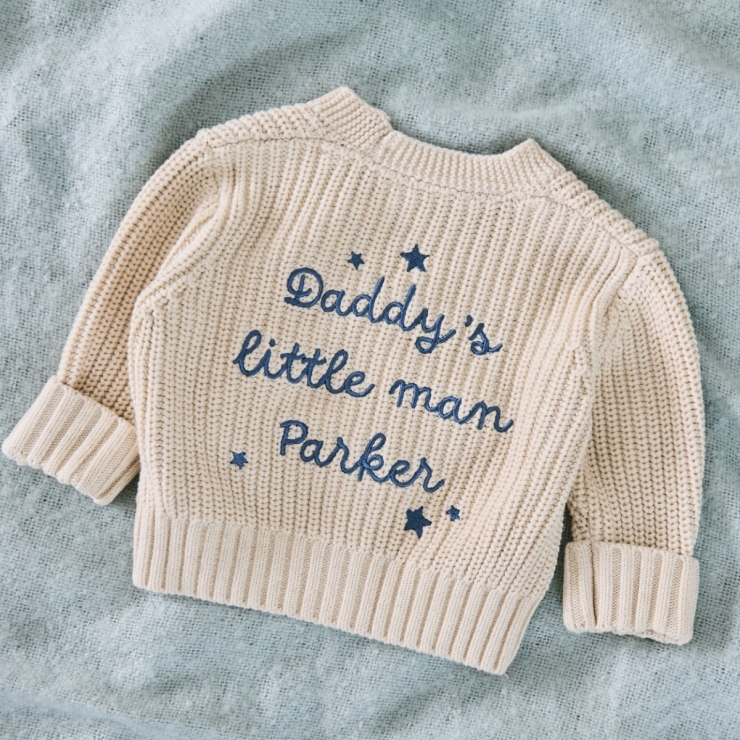 Personalised Daddy’s Little Man Oatmeal Cardigan