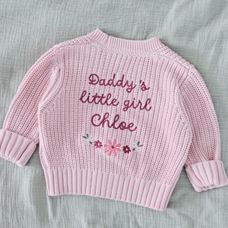 Personalised Daddy’s Little Girl Pink Cardigan