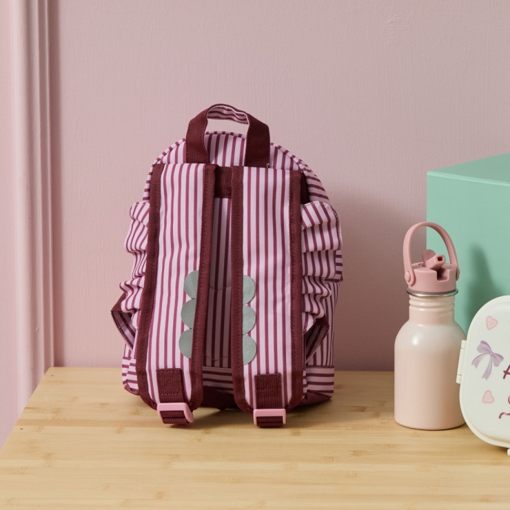 Personalised Pink and Burgundy Stripe Classic Mini Backpack
