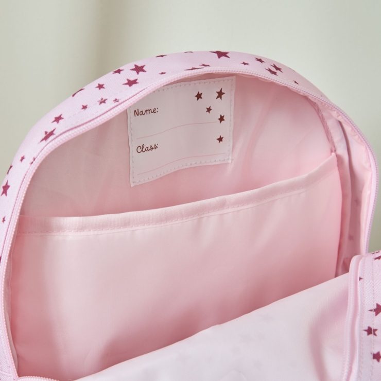 Personalised Pink and Burgundy Star Pocket Medium Backpack