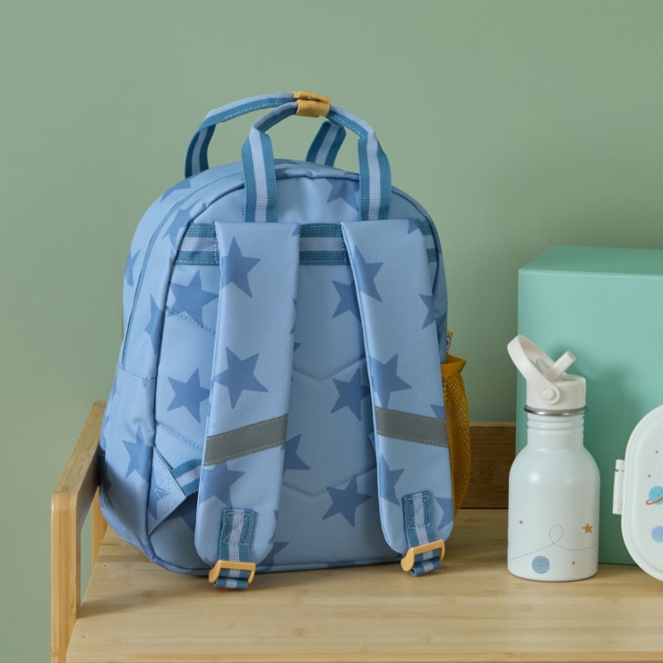 Personalised Blue Star Pocket Medium Backpack