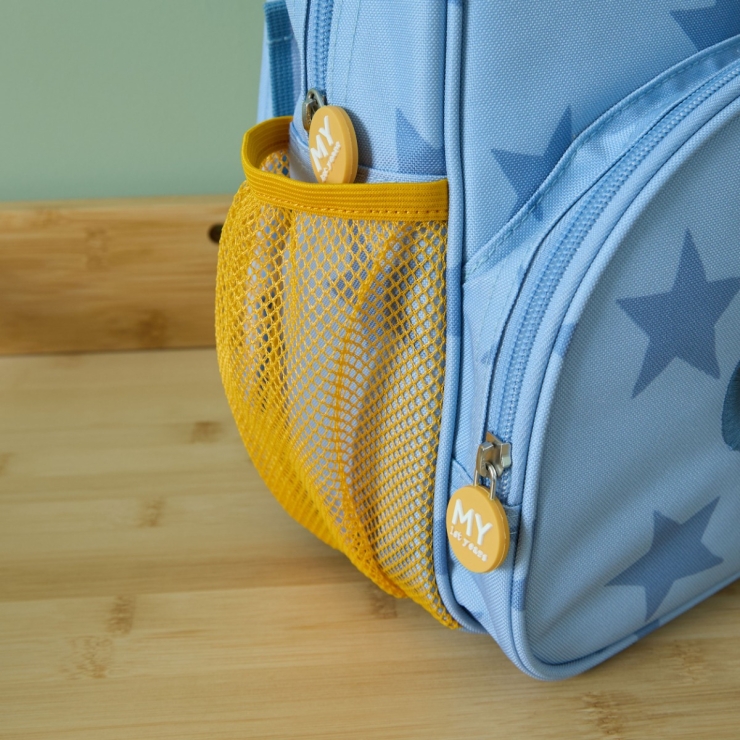 Personalised Blue Star Pocket Medium Backpack