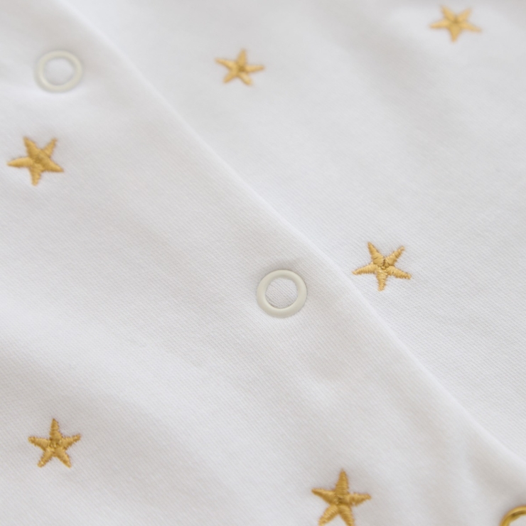 Personalised Christening Day Gold Star Sleepsuit