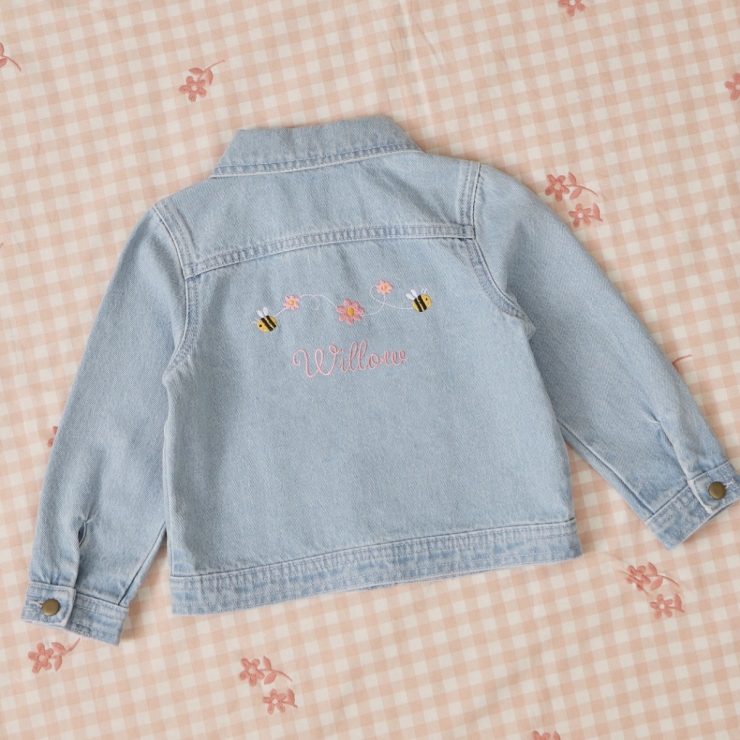 Personalised Bumblebee Stonewash Denim Jacket