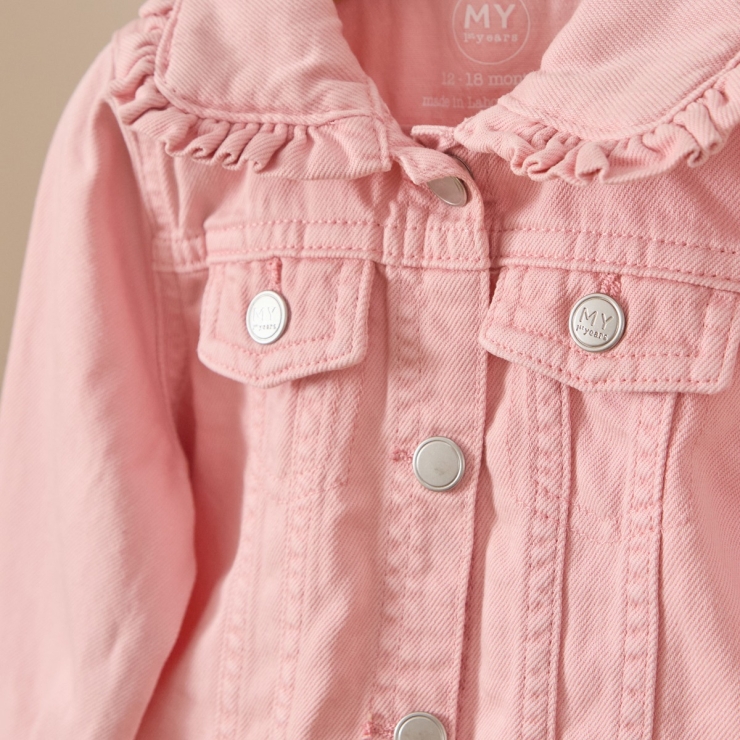 Personalised Bumblebee Pink Frill Denim Jacket
