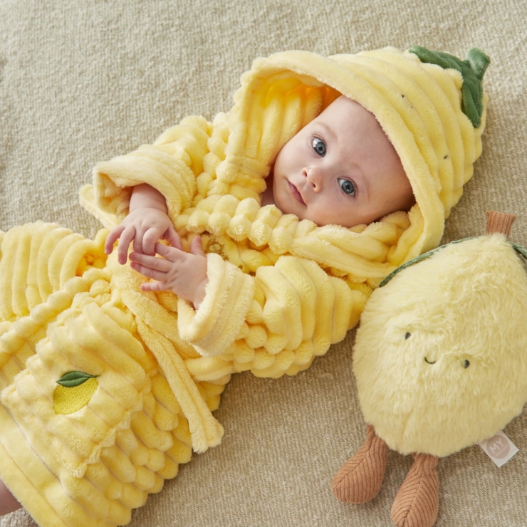 Personalised Lemon Ribbed Fleece Robe