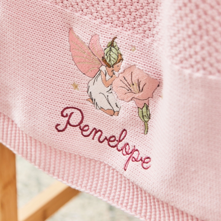 Personalised Flower Fairies™ Pink Knitted Shawl