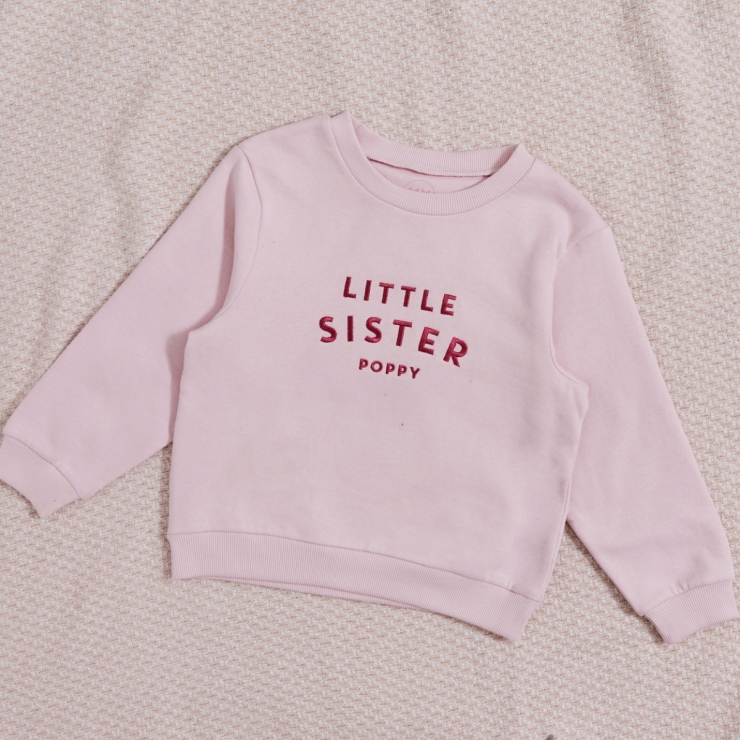 Personalised Little Sister Sweatshirt in Pink