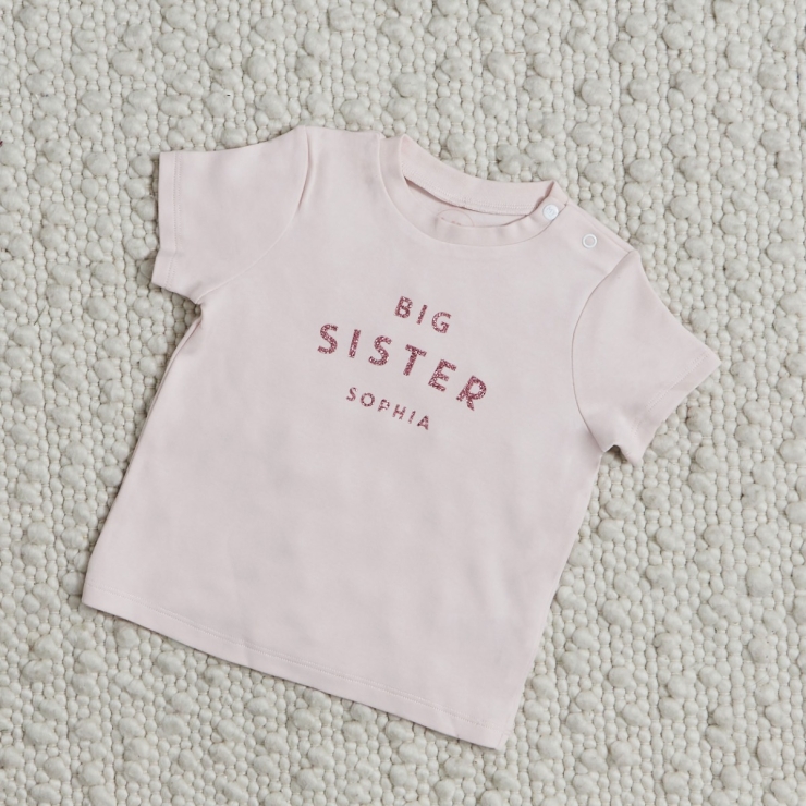 Personalised Big Sister Pink T-Shirt