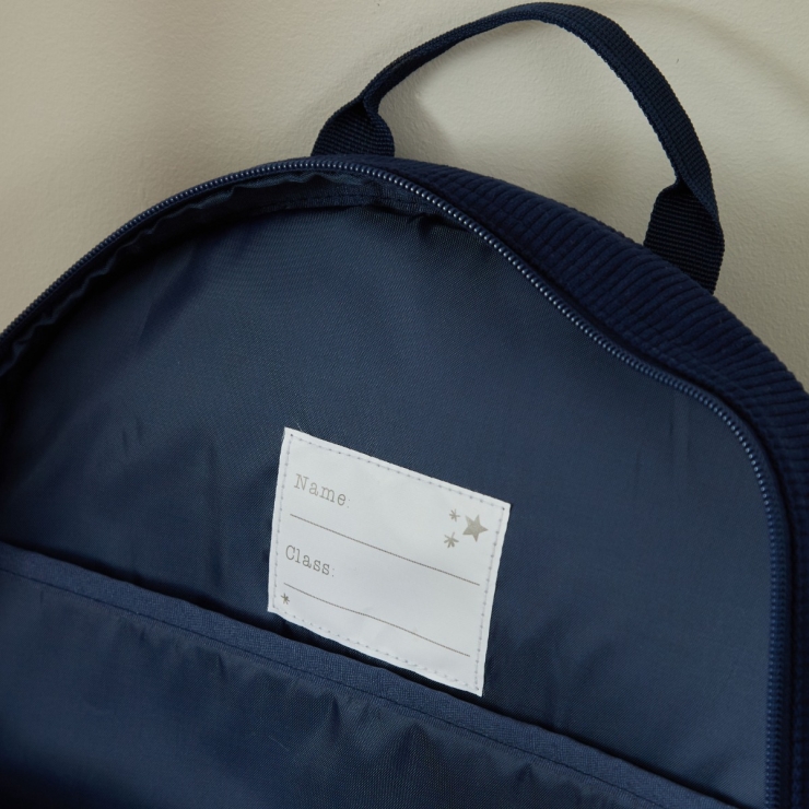 Personalised Name Large Cord Backpack Navy