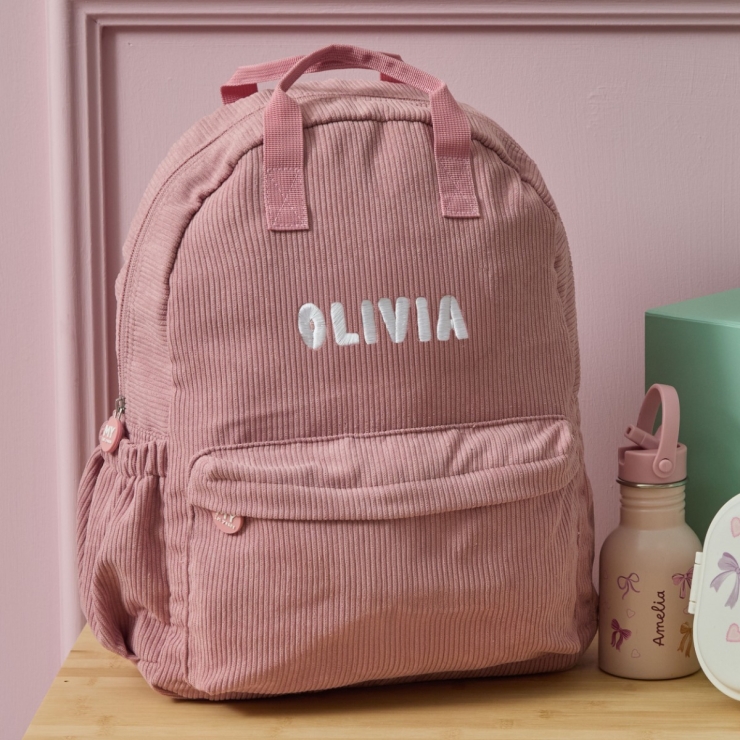 Personalised Name Large Cord Backpack Pink