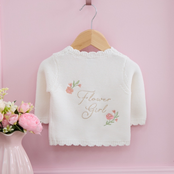 Personalised Floral Flower Girl Lightweight Cardigan