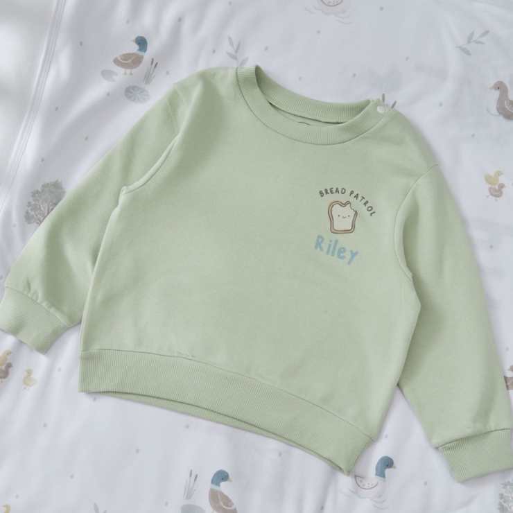 Personalised Duck Feeding Crew Sage Sweater