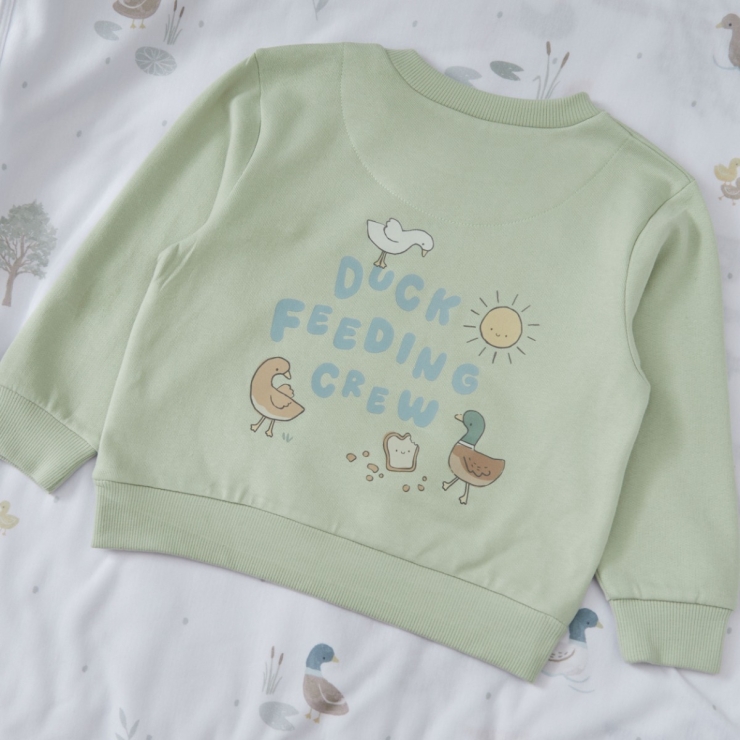 Personalised Duck Feeding Crew Sage Sweater