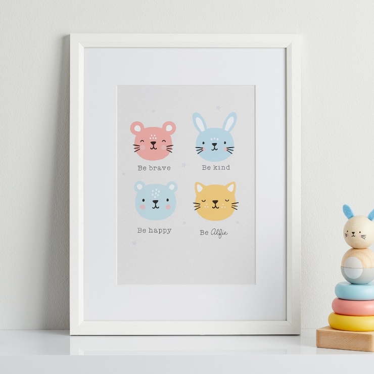 Personalised Furry Friends Children's Room Print with Frame
