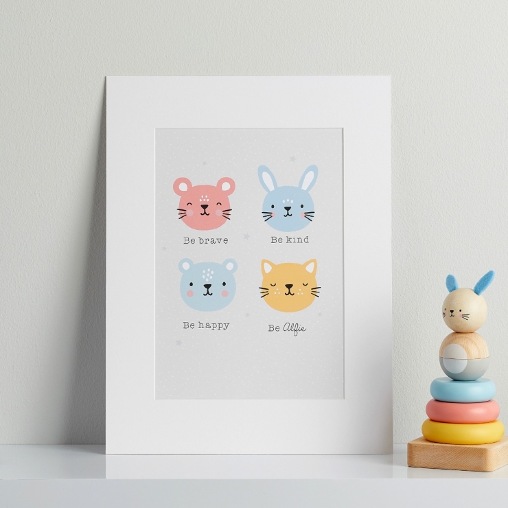 Personalised Furry Friends Children's Room Print Mount Board Only