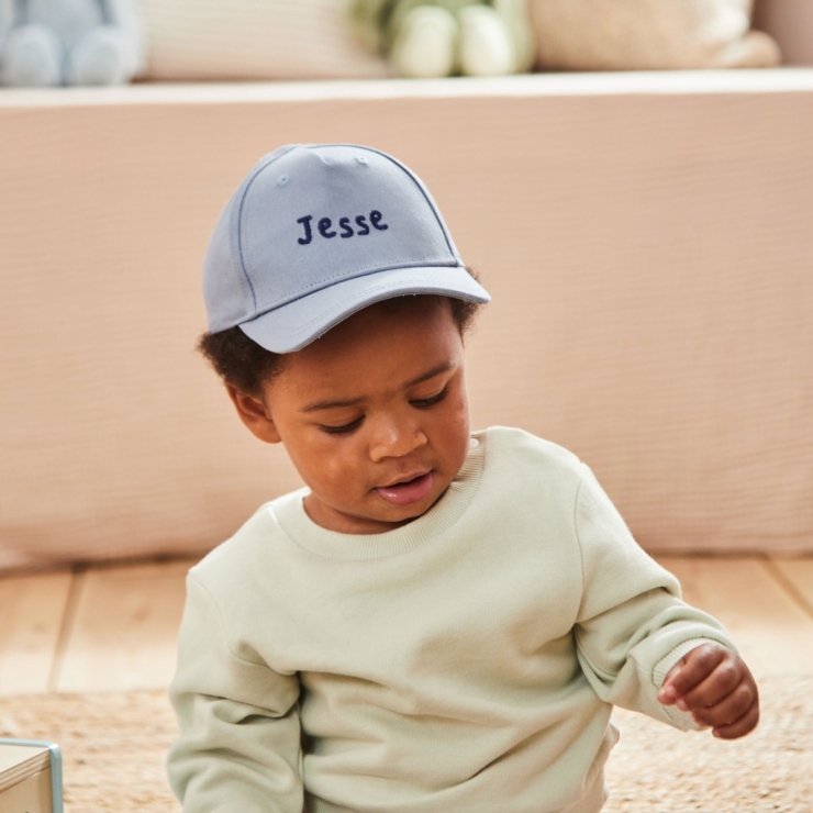 Personalised Simple Name Baseball Cap in Blue