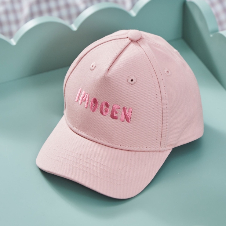 Personalised Simple Name Baseball Cap in Pink