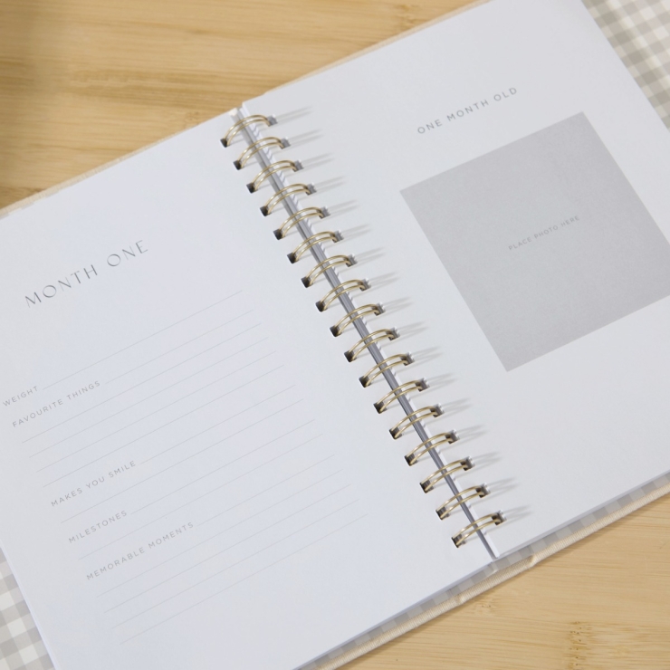 Personalised Born In 2026 Linen Baby Book