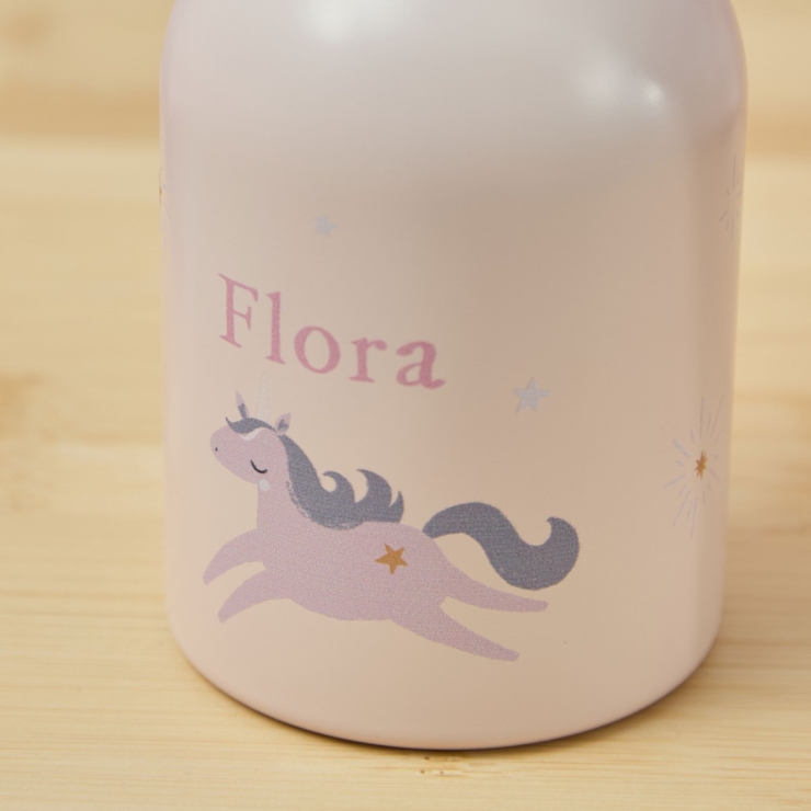 Personalised Unicorns Print Pink Bottle