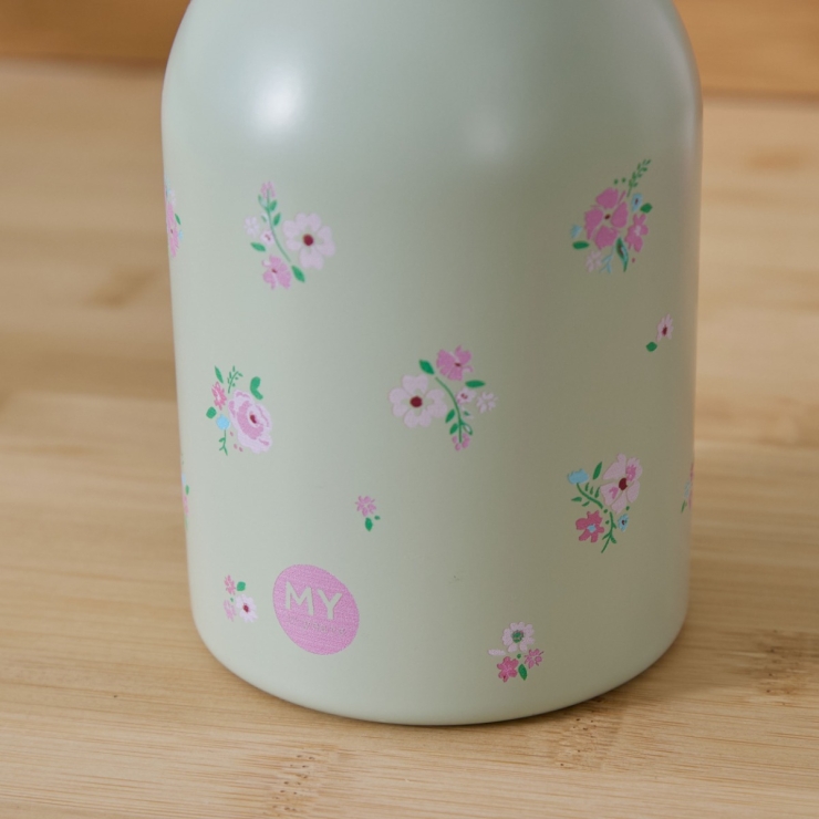 Personalised Ditsy Floral Print Sage Bottle