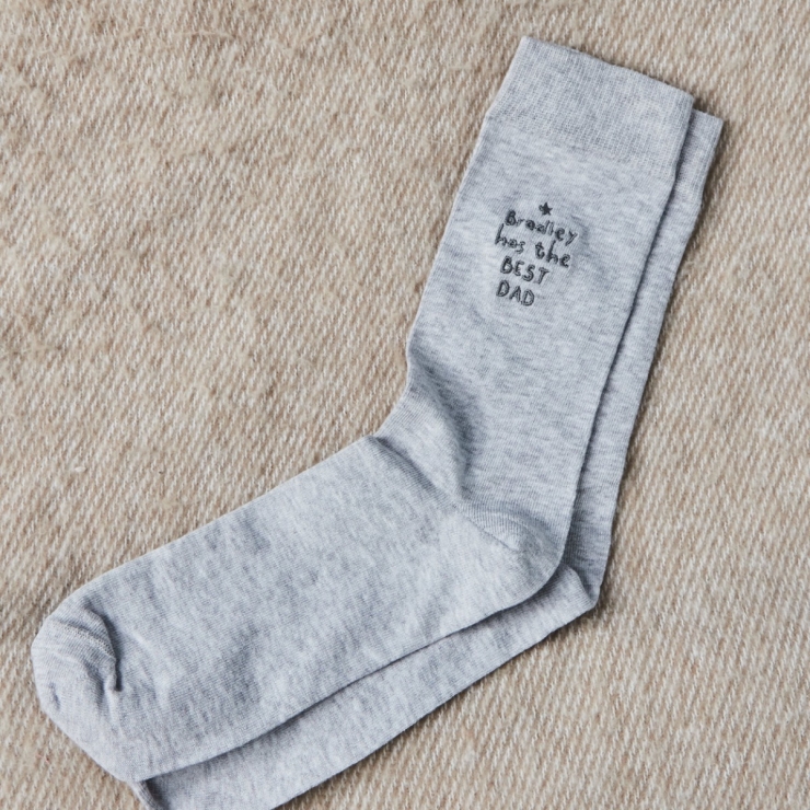 Personalised Best Dad Father's Day Light Grey Socks