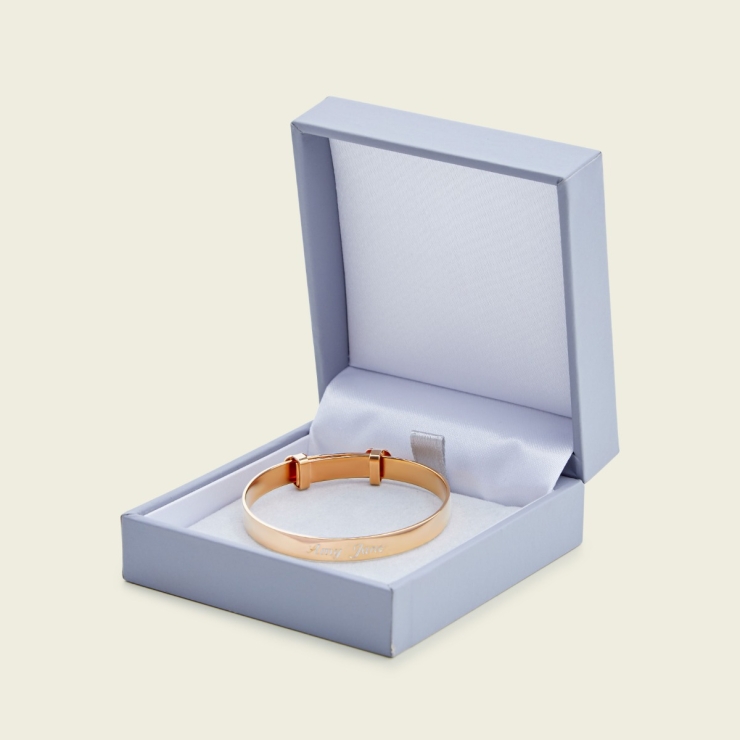 Gold Engraved Baby Keepsake Bangle with Diamond