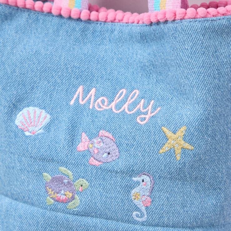 Personalised Seashell Denim Handbag