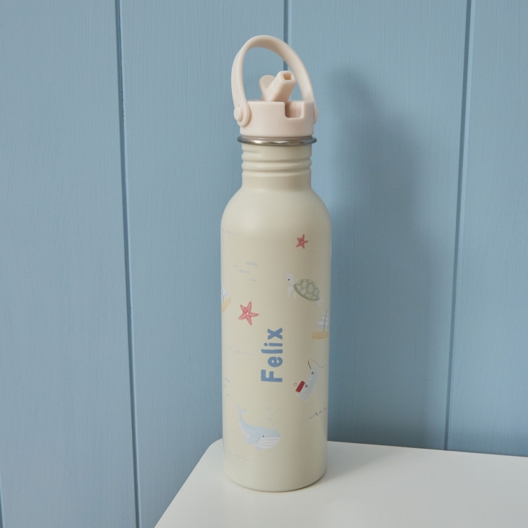 Personalised High Tide Sea Creature Neutral Water Bottle